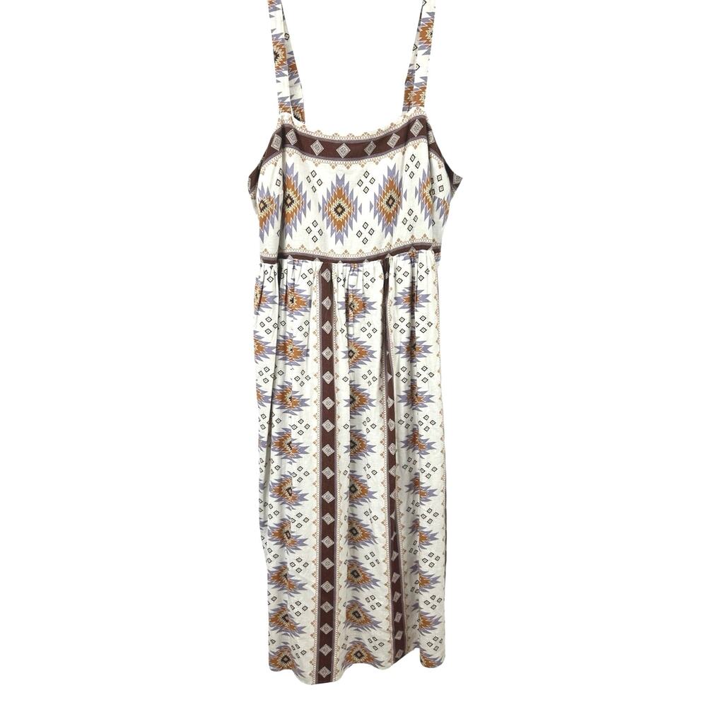 Sonoma Goods For Life XL Linen Blend Maxi Dress Southwest Boho Pockets Lined
